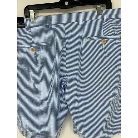 Brooks Brothers Mens Seersucker Bermuda Shorts Size 36 Blue Striped 9" Nautical - Picture 4 of 12
